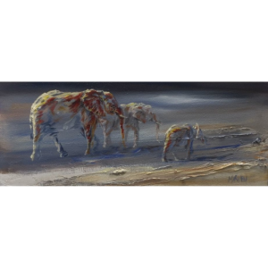 Elephants on the Move Oil Painting