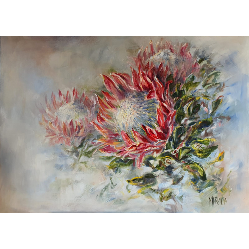 bunch of Proteas oil painting style