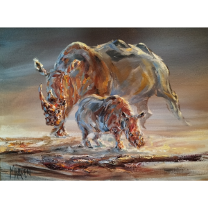 Rhino Oil Painting