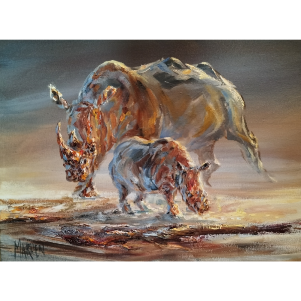 Rhino Oil Painting